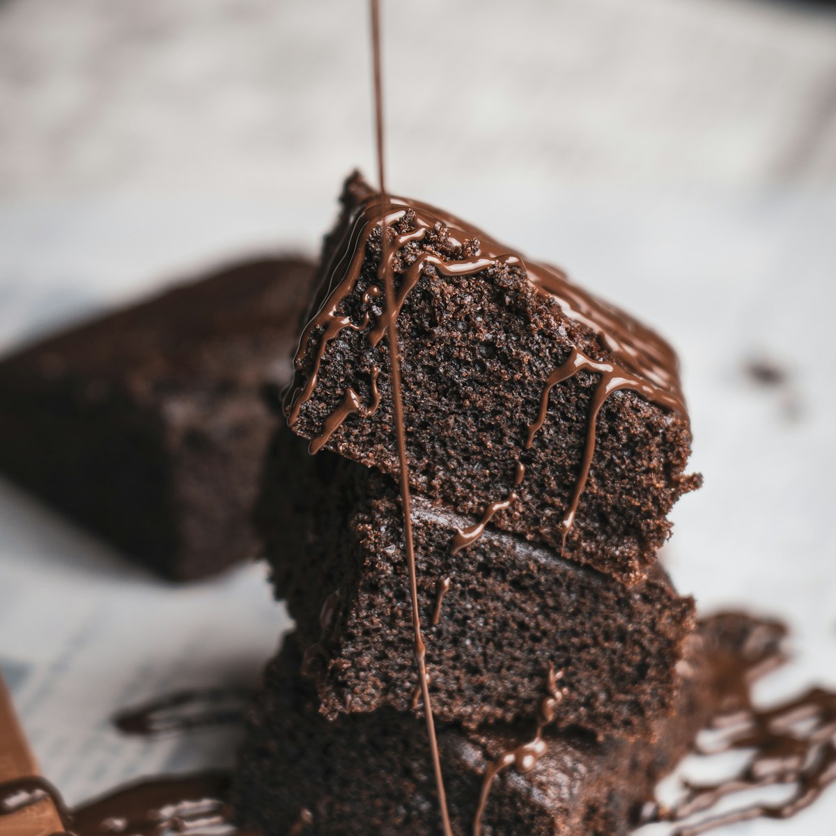 Chocolate cake styled with playful finishing touches